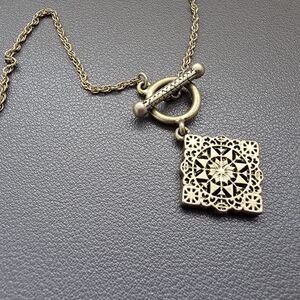 Antique Brass Filigree Bohemian Mandala Medallion Necklace